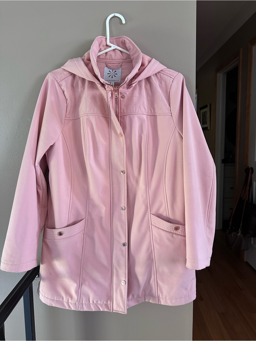 Isaac Mizrahi Light Pink Hooded Trench Coat